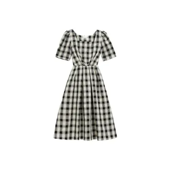 Mapping Short-Sleeved Dresses Women's Plaid