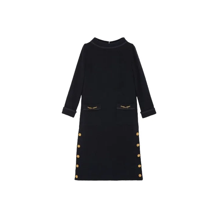 GUCCI Long Sleeved Dresses Women's Dark Blue-0