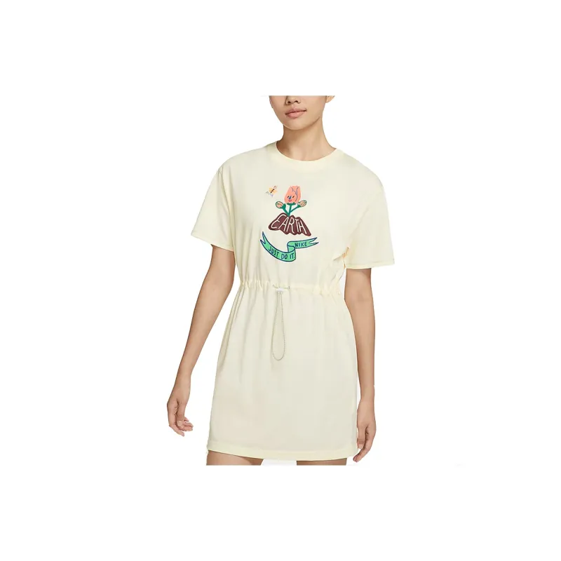 Nike Short Sleeved Dresses Women's Light Yellow-0