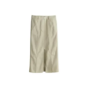 H&M Denim Long Skirts Women's Light Beige