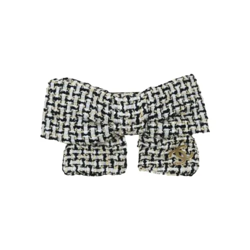 CHANEL Fabric, Silver Plated Hair Clips Women's White