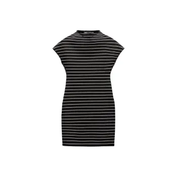 ZARA Short-Sleeved Dresses Women's Black/White