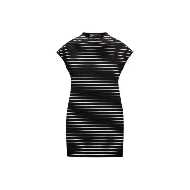 ZARA Short-Sleeved Dresses Women's Black/White-0
