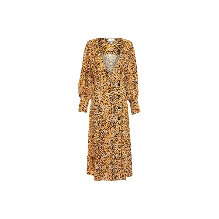 GANNI Long-Sleeved Dresses Women's Yellow-0