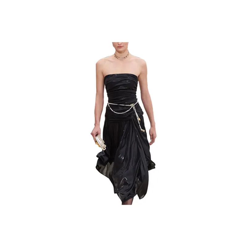 CHANEL Sleeveless Dresses Women's Black-0