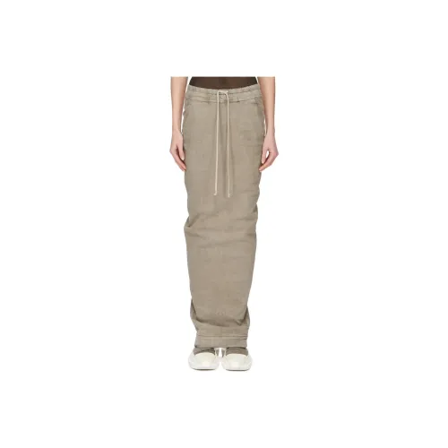 Rick Owens DRKSHDW Pull On Pillar Skirt In Mineral Pearl Stretch Denim Denim Long Skirts Women's Light Brown
