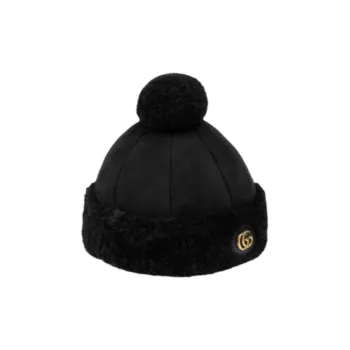 GUCCI Leather, Suede, Wool Beanies Women's Black