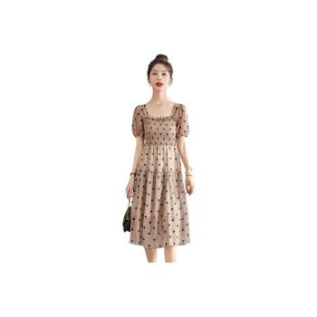 Emodues Short Sleeved Dress Women's Coffee