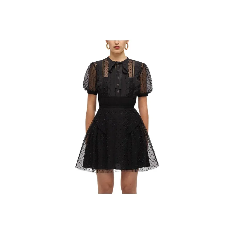 Self portrait Short Sleeved Dresses Women's Black-0