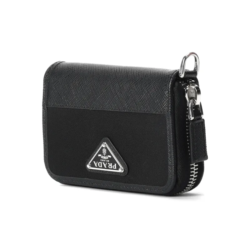 PRADA Nylon And Saffiano Leather Coin Purse Men's Black-1