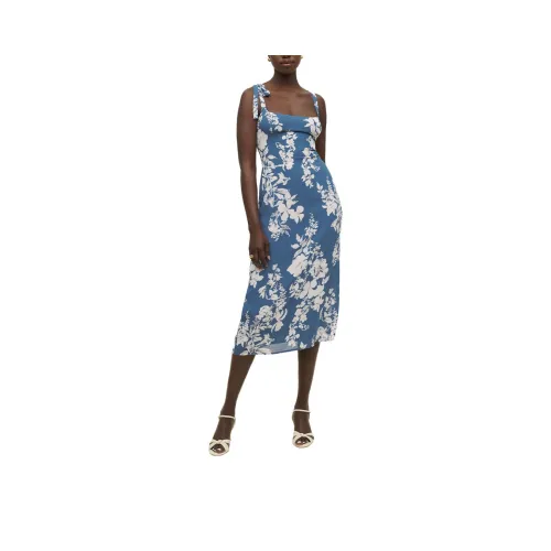 Reformation Slip Dresses Women's Blue Dyeing Technique