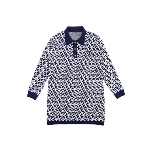 Nerdy Long-Sleeved Dresses Women's Navy Blue