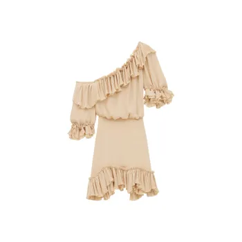 SAINT LAURENT Ruffled One Shoulder Dress