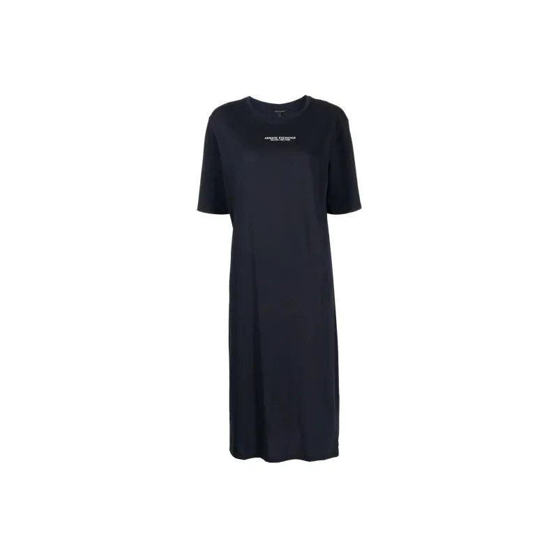 ARMANI EXCHANGE Logo-print Side-slit T-shirt Dress-0