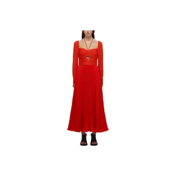 Self-portrait SS22 Long-Sleeved Dresses Women's Garnet Red