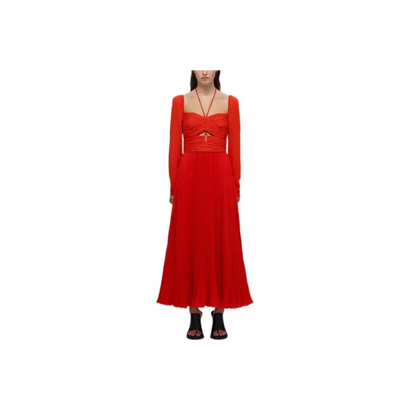 Self portrait SS22 Long Sleeved Dresses Women's Garnet Red-0