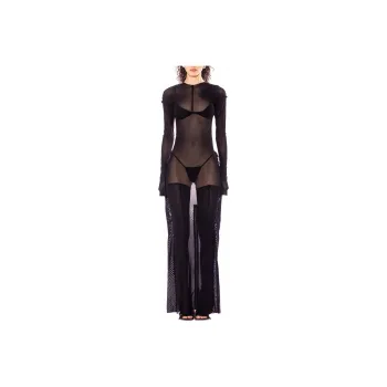 SAMI MIRO VINTAGE OPEN SEAM MAXI DRESS Long-Sleeved Dresses Women's BLACK/Black