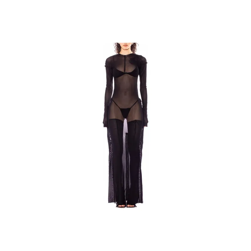 SAMI MIRO VINTAGE OPEN SEAM MAXI DRESS Long-Sleeved Dresses Women's BLACK/Black-0