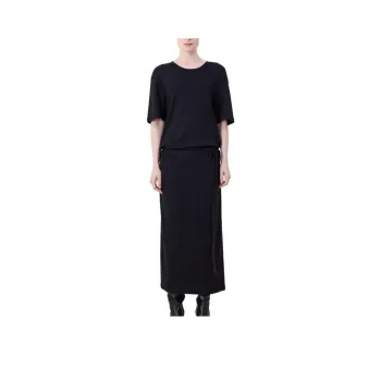 Lemaire Belted Rib T Shirt Dress 'Squid Ink'