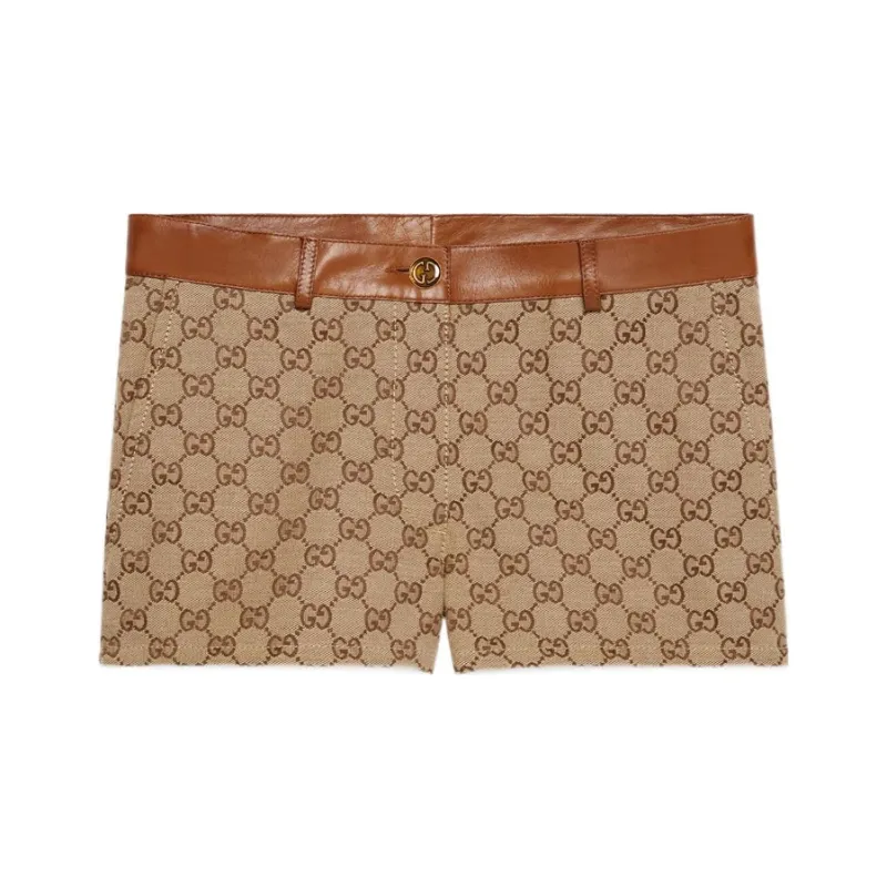 GUCCI GG canvas Leather trim Shorts-0
