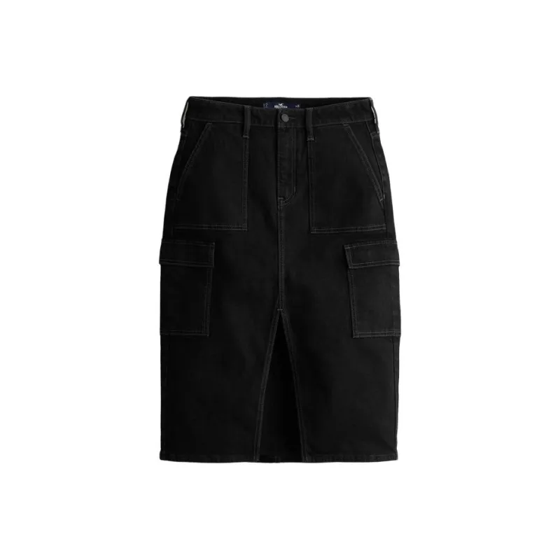 Hollister Denim Long Skirts Women's Black-0