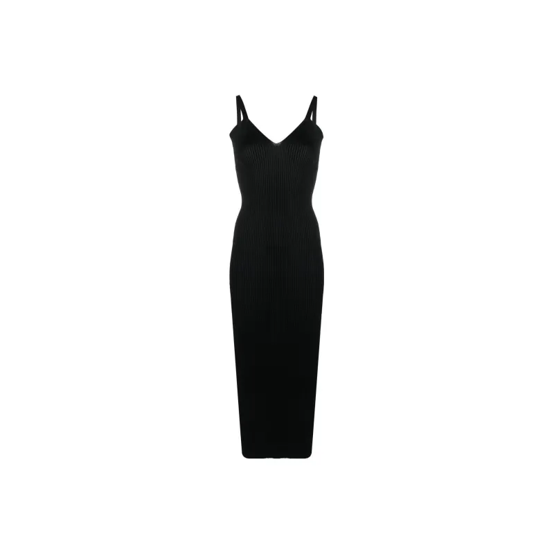 OUR LEGACY V Neck Ribbed Knit Sleeveless Dress-0