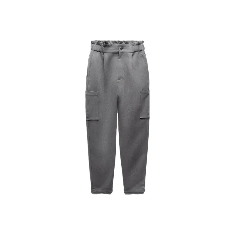 ZARA Cargo Pants Women's Zebra Print Gray-0