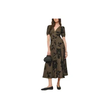 REFORMATION Naira Dress Short-Sleeved Dresses Women's Gray Green