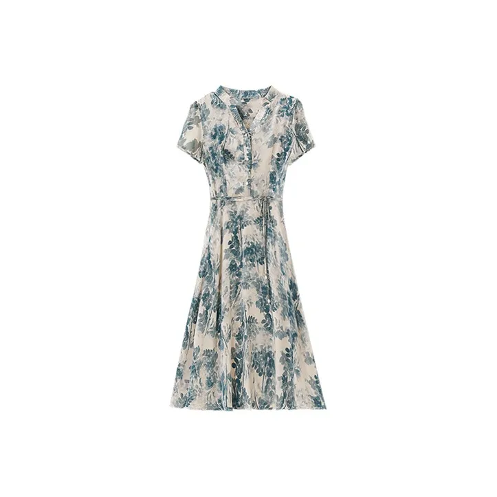 HUASJ Short Sleeved Dresses Women's Blue-0