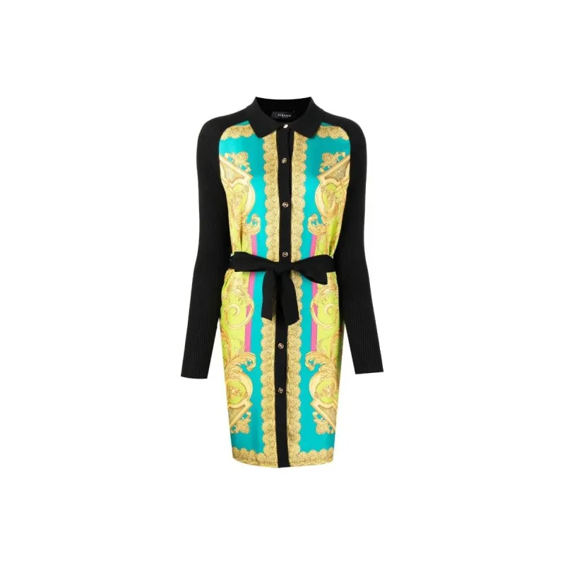 FANSIZHE VERSACE Long Sleeved Dress Women's Yellow-0