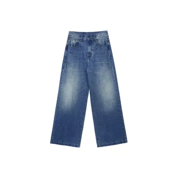 RUNTOTHEFUTURE SS22 Wide Leg Jeans Unisex Denim Blue