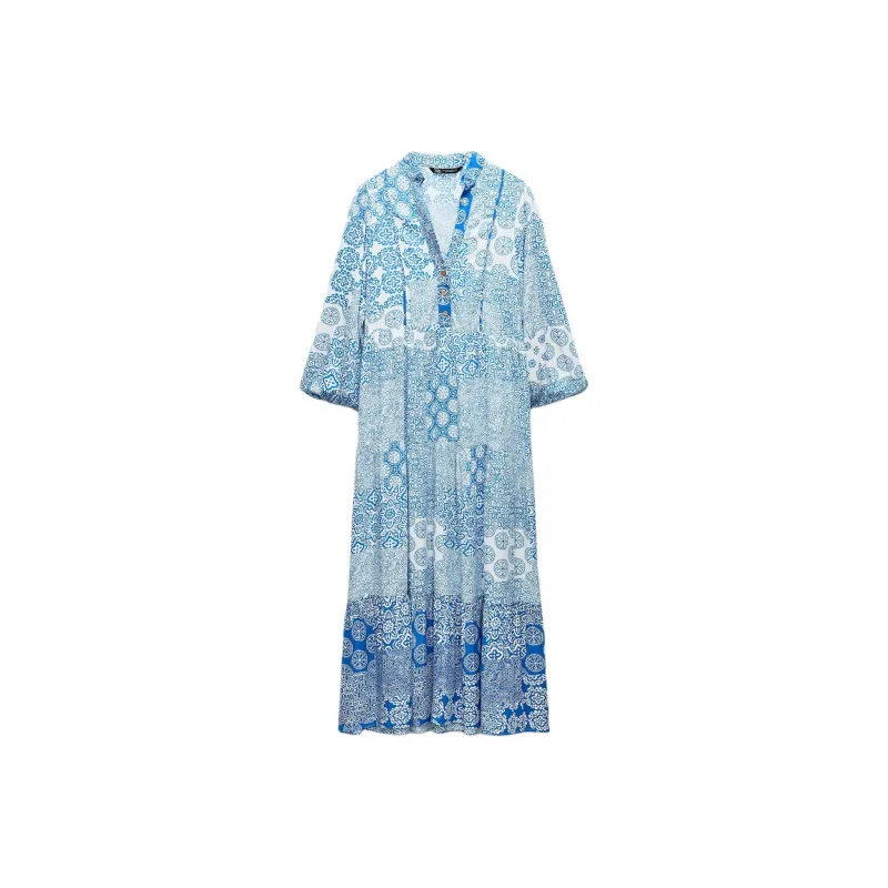 ZARA Long-Sleeved Dresses Women's Nude/Blue-0