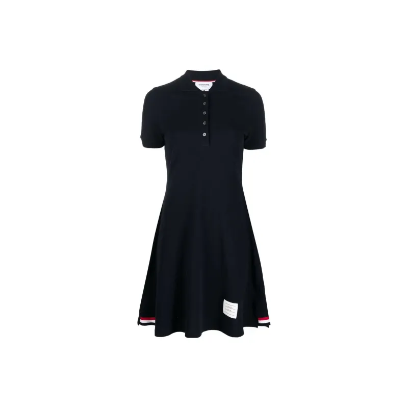 THOM BROWNE· Short Sleeved Dress Summer Women's Marine Blue-0