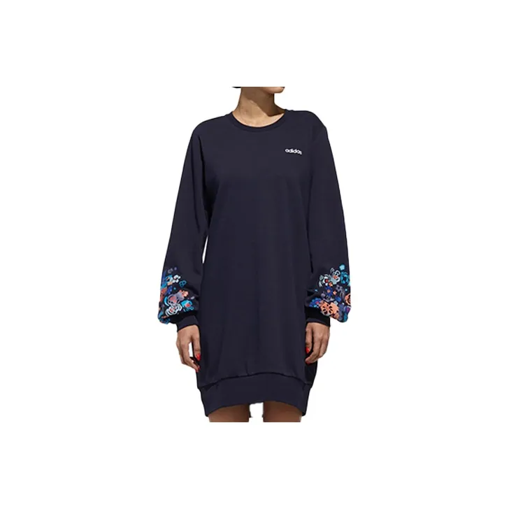 Adidas Neo Long Sleeved Dresses Women's Navy Blue Blue-0