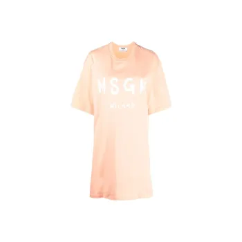 MSGM Short Sleeved Dress Women's Light Orange