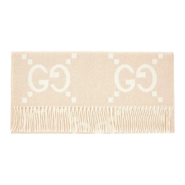 GUCCI Cashmere Knit Scarves Unisex Light Umber-0