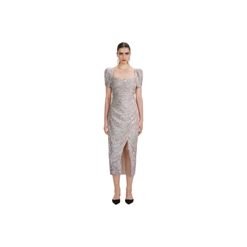 Self-portrait Short-Sleeved Dresses Women's Silver-0