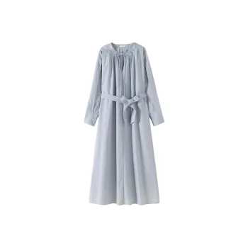 Hacikis Long Sleeved Dresses Women's Dog Water Blue