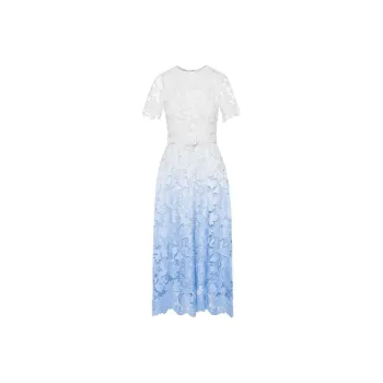 Oscar De La Renta Ombré Peony Guipure Blouse