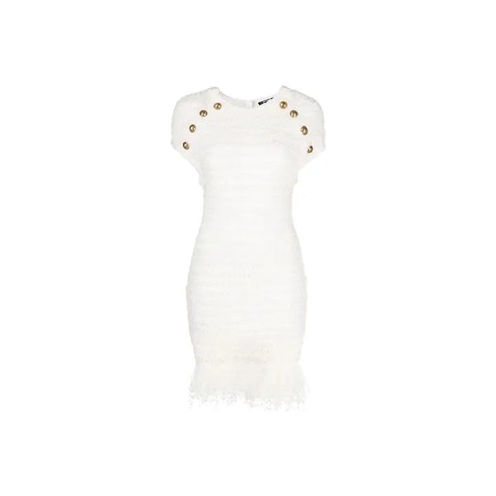 BALMAIN Sleeveless Dress Women's White-0