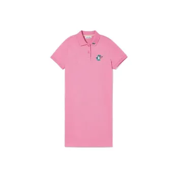 LACOSTE LACOSTE SS23 Summer Vitality Series Short Sleeved Dresses Women's Rose Red