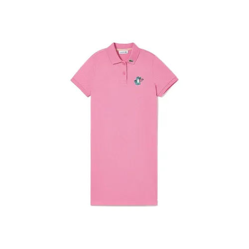 LACOSTE LACOSTE SS23 Summer Vitality Series Short Sleeved Dresses Women's Rose Red