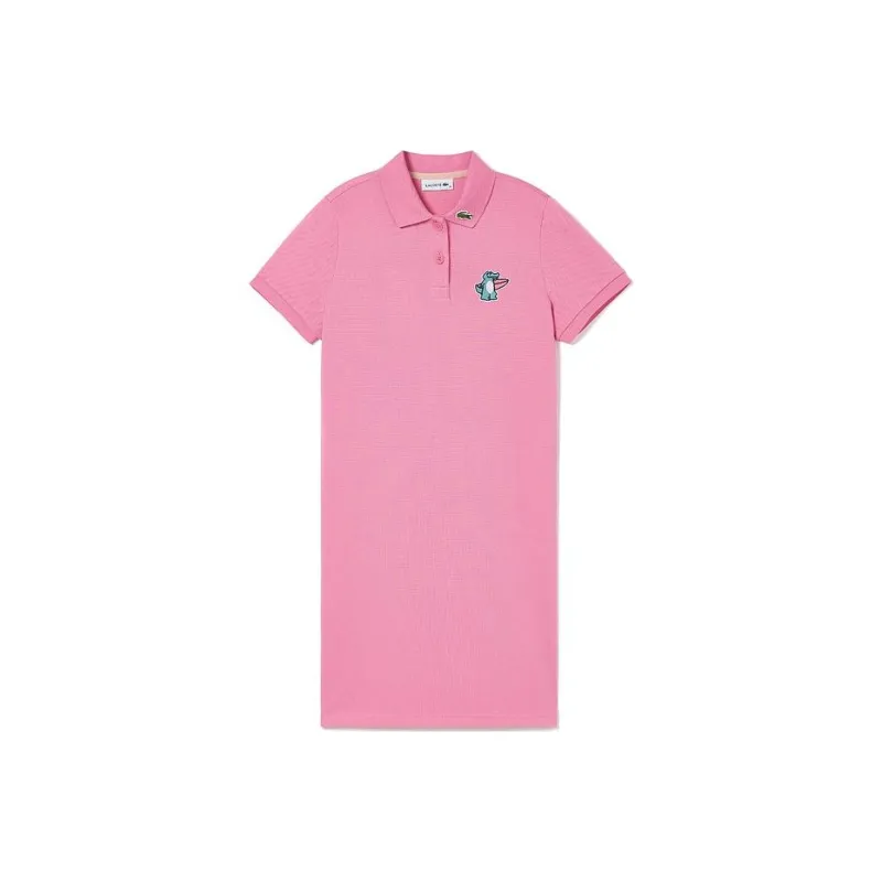 LACOSTE SS23 Summer Vitality Series Short Sleeved Dress Women's Rose Red-0