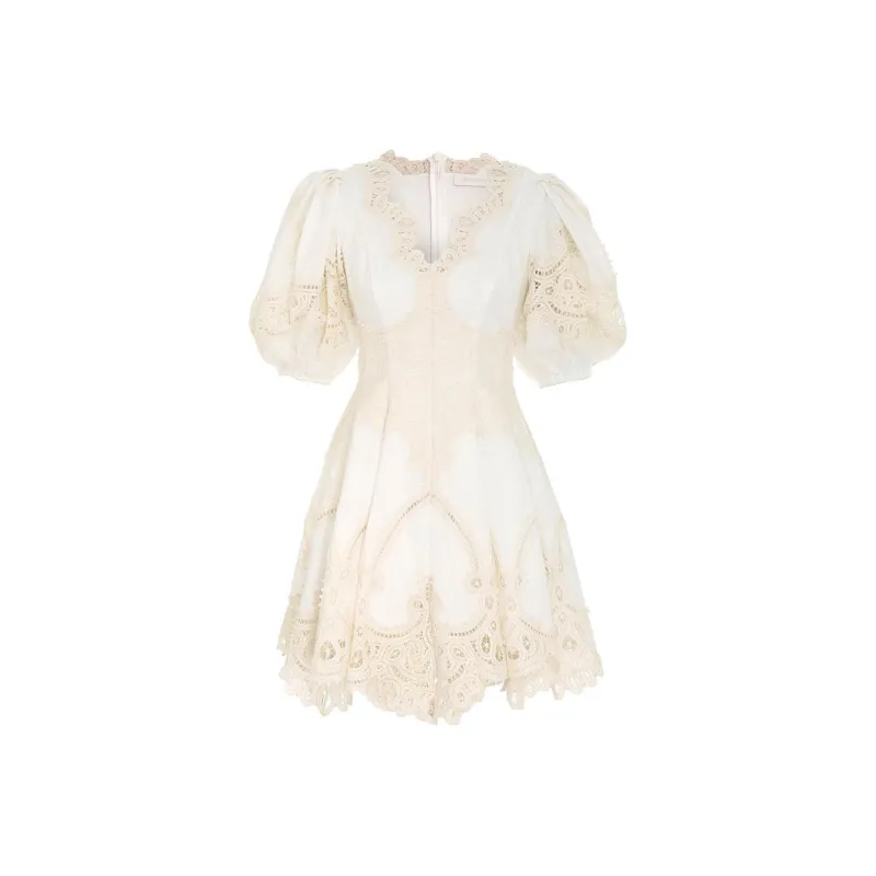Zimmermann Short-Sleeved Dresses Women's Ivory White-0