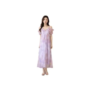 CLUB NEWS Short Sleeved Dress Women's Purple