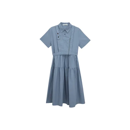MS-Echo SS22 Shirts Skirt Dress Light Denim Blue
