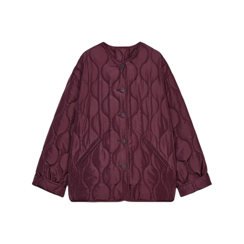 ZARA Puffer Jacket Women's Burgundy Burgundy-0
