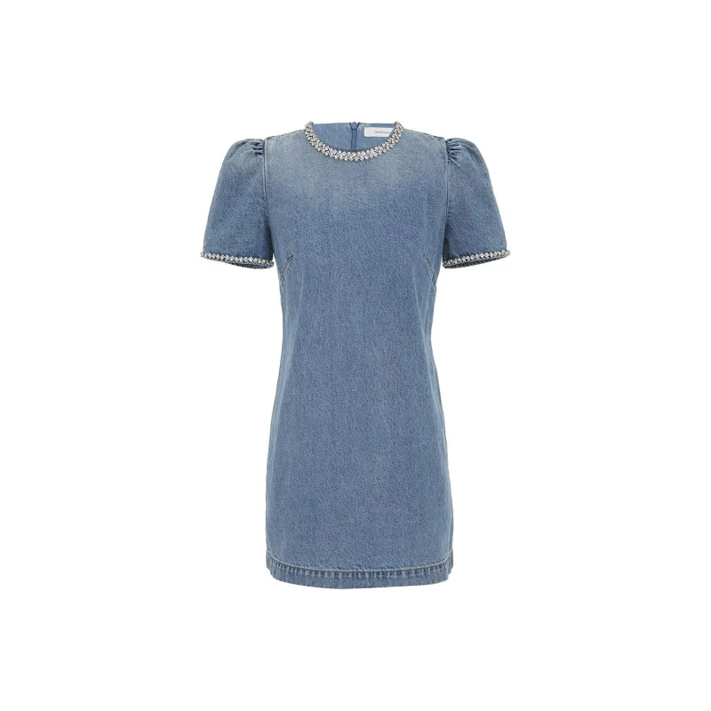 Zimmermann Crush Embellished Denim Dress-0