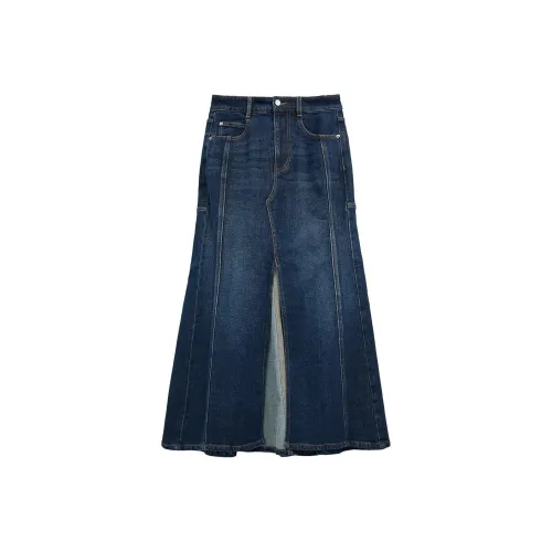 Insect Denim Long Skirts Women's Blue