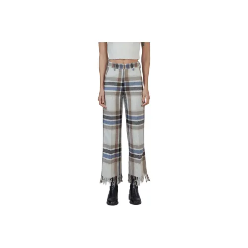 Andrè Maurice Casual Pants Women's Blue White Plaid